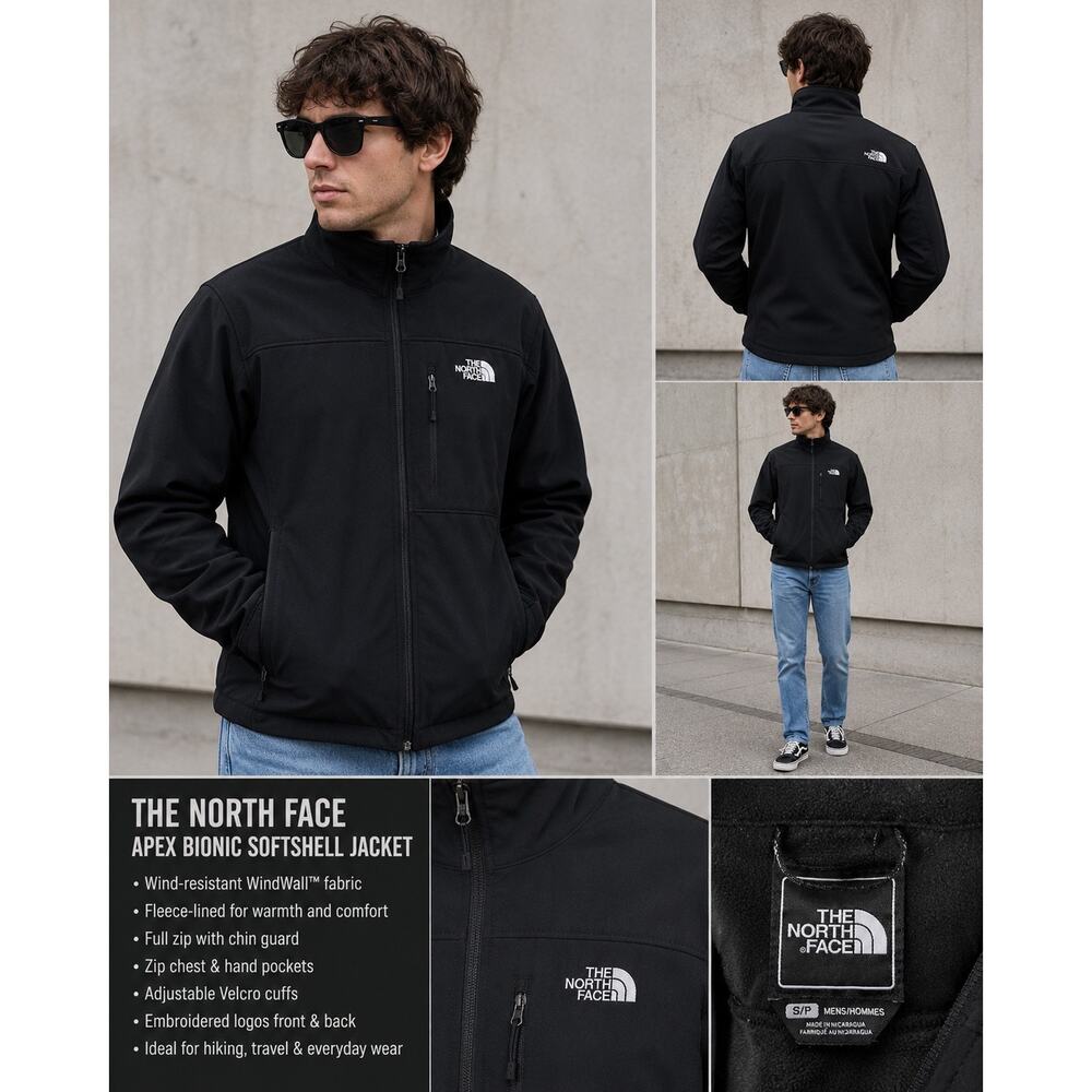 The North Face Apex Bionic WindWall Soft Shell Jacket Black Mens Small Gorpcore